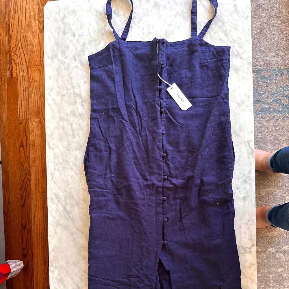 NWT Tavik+ Deep Blue Button-Down Jumper Dress; Brand New!; Size Medium (M)